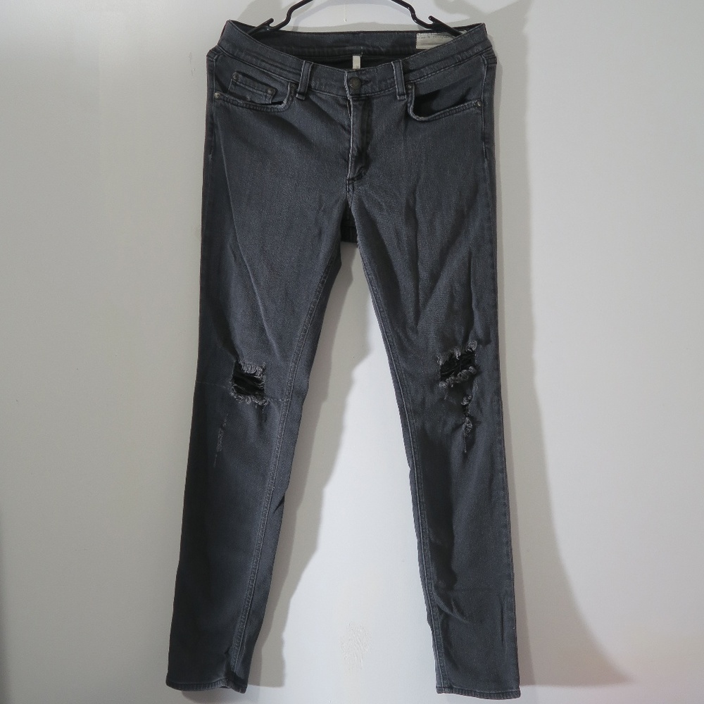 Rag and Bone Skinny Black Distressed Stretch Jeans